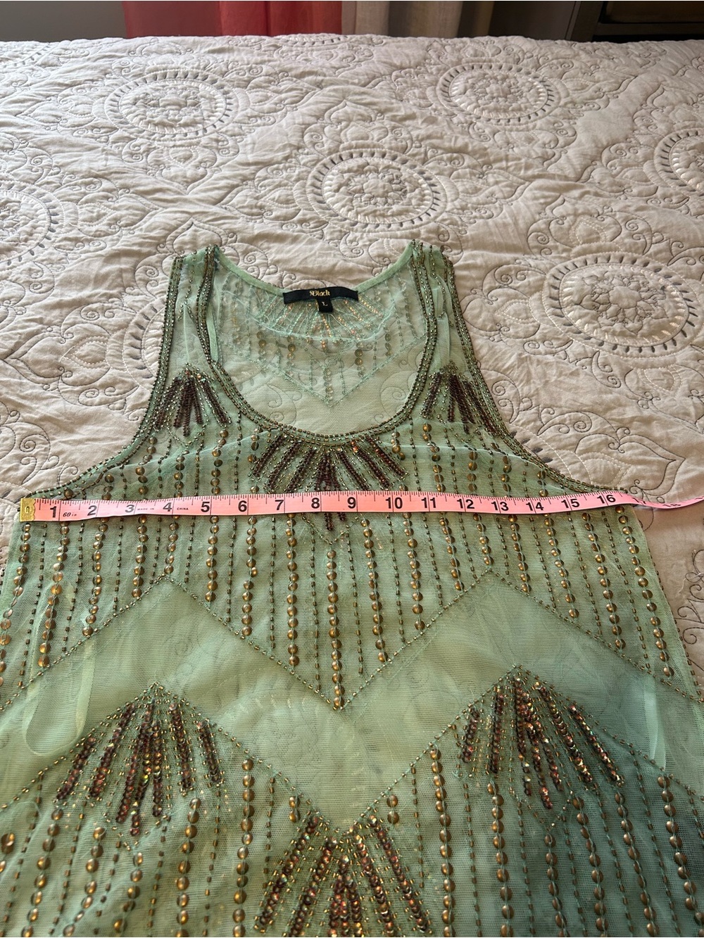 BKE Mint Green Beaded Sleeveless Camisole - Picture 6 of 8